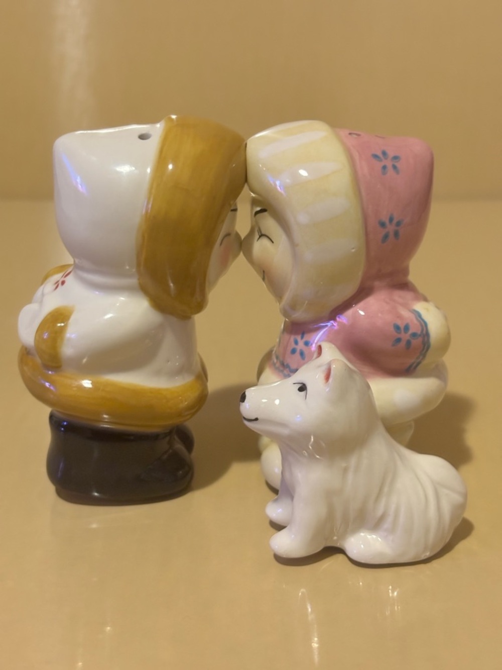 “Eskimo Kiss” Ceramic Salt and Pepper Shakers